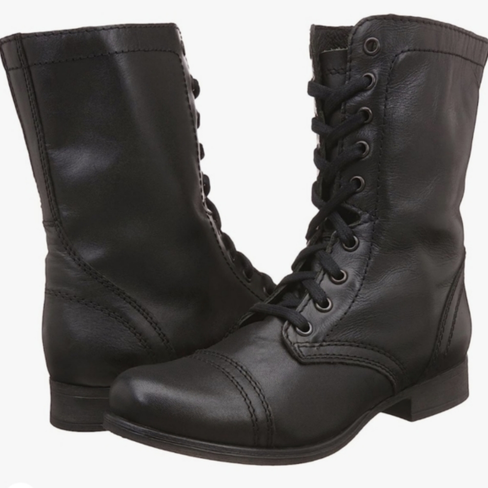 STEVE MADDEN Black Troopa Combat Boots Size 10M